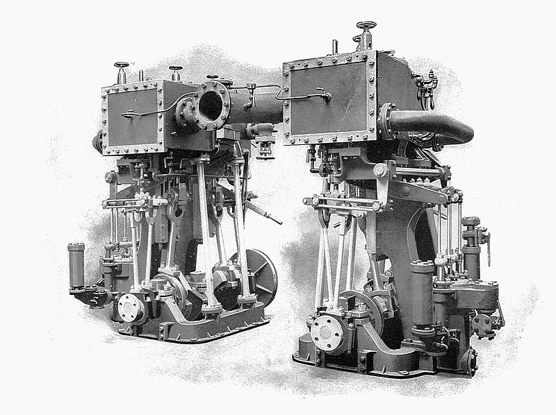 800px-Alley_&_MacLellan_twin-screw_marine_steam_engines_(Rankin_Kennedy,_Modern_Engines,_Vol_V)